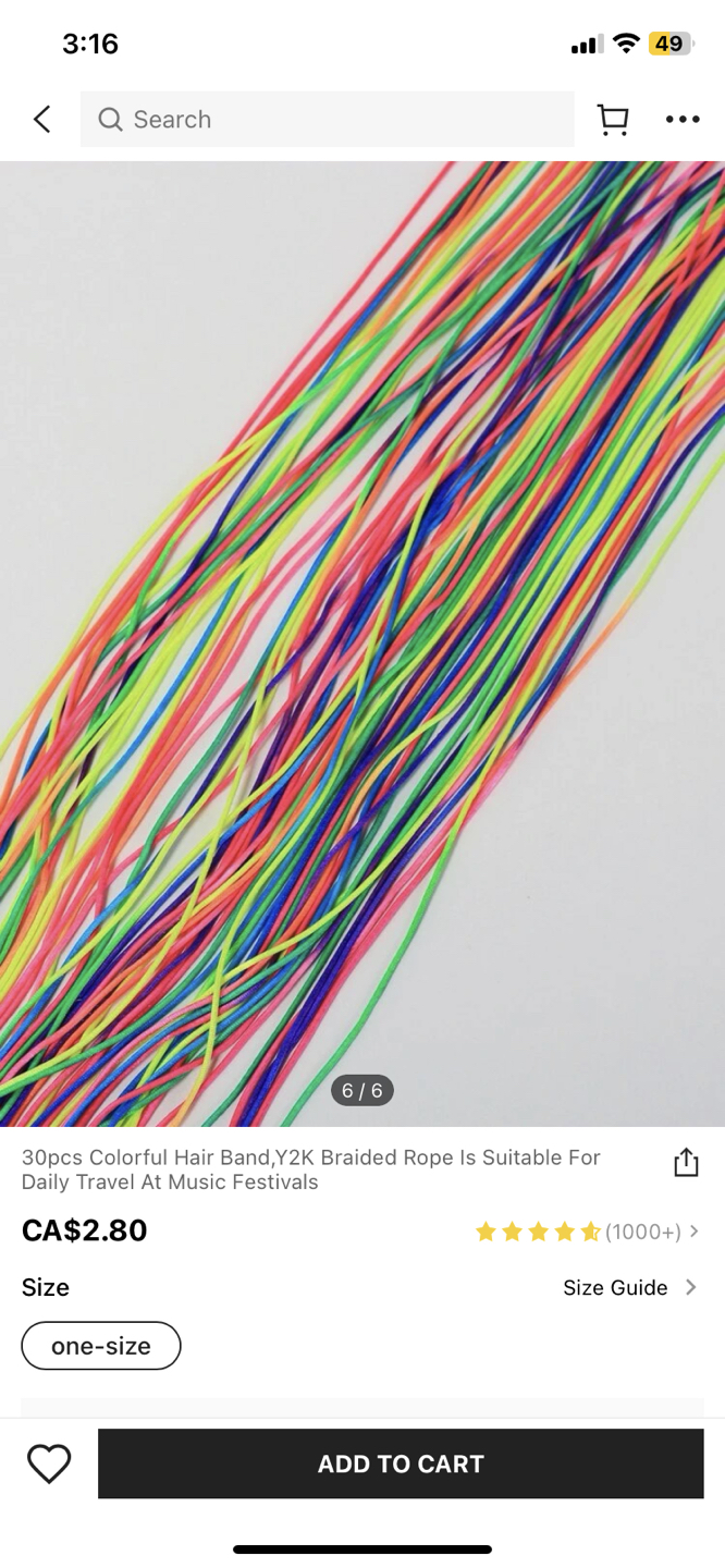 Rainbow rope for hair braid and ties. image indicator(6)