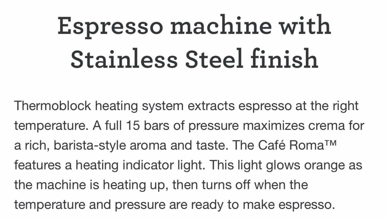 Breville Cafe Roma Espresso Machine - photo 4