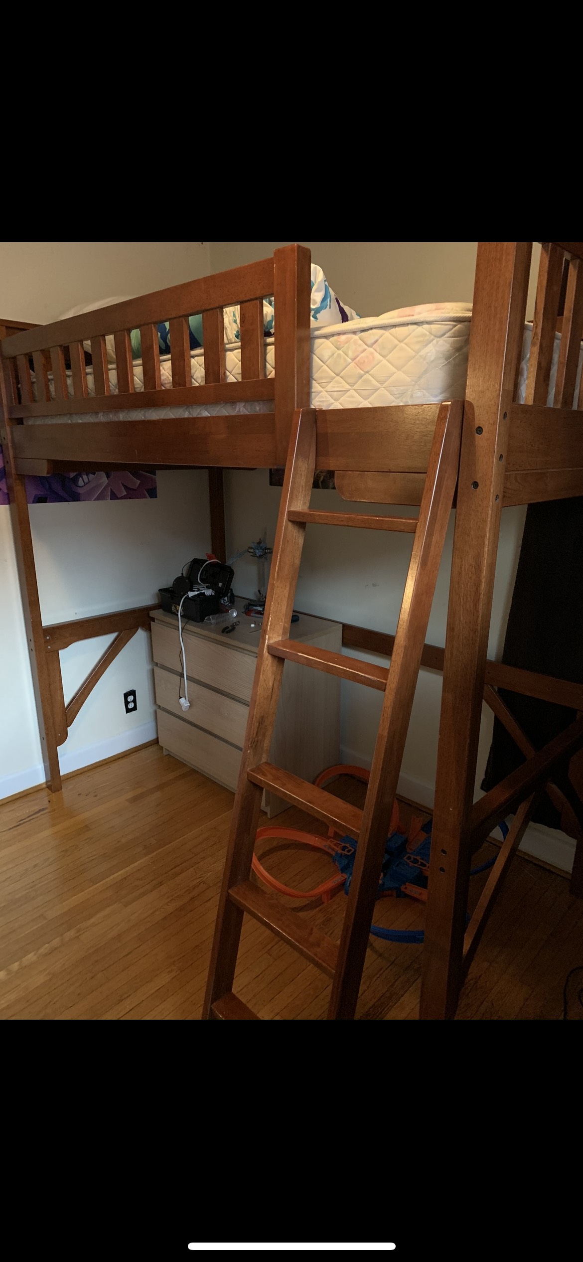 Solid wood twin loft bunk bed