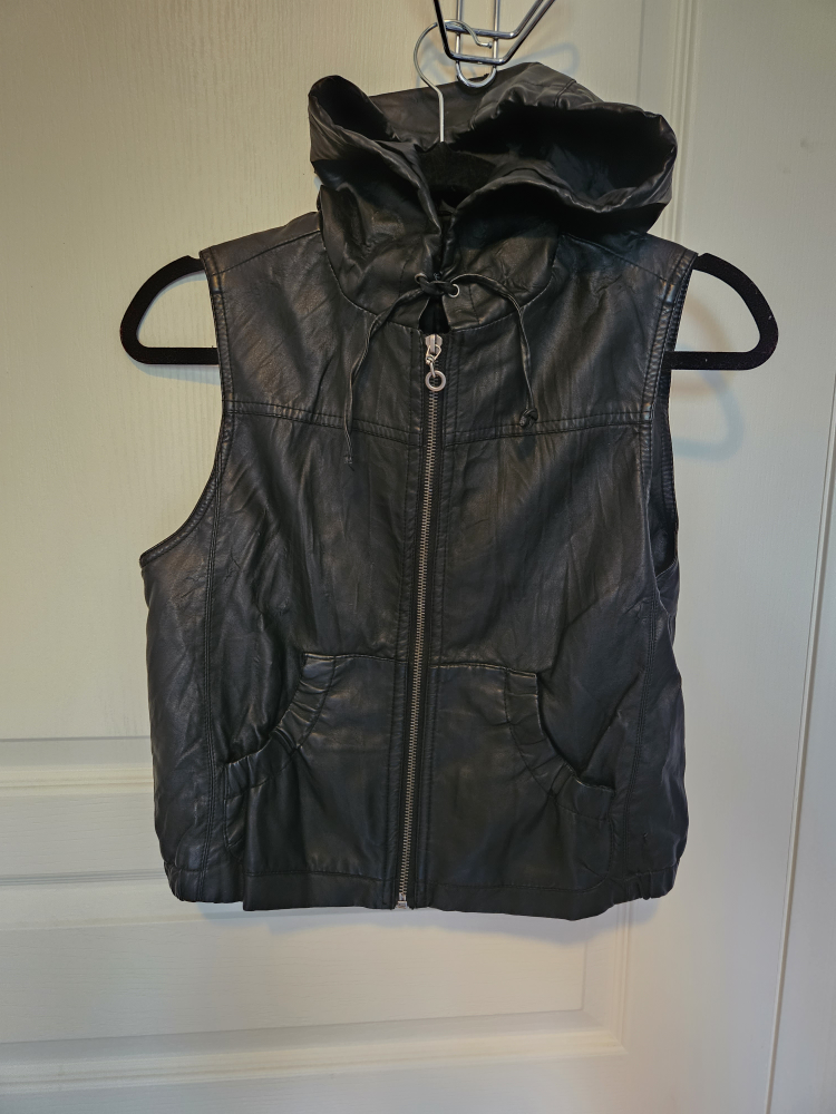 Black leather vest