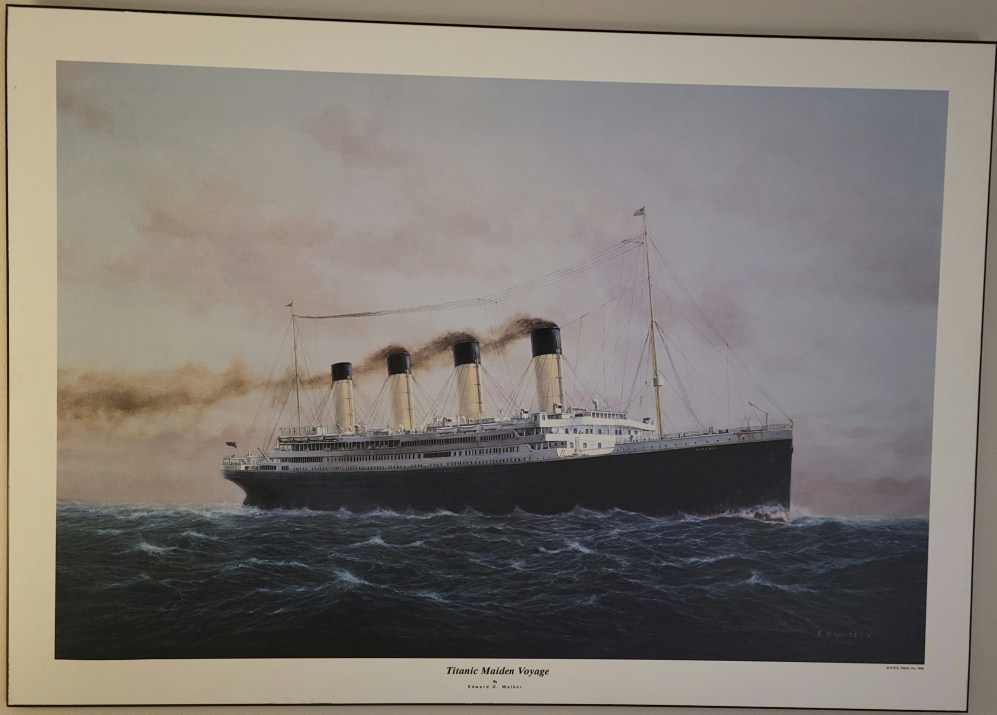 Titanic picture mounted on wood