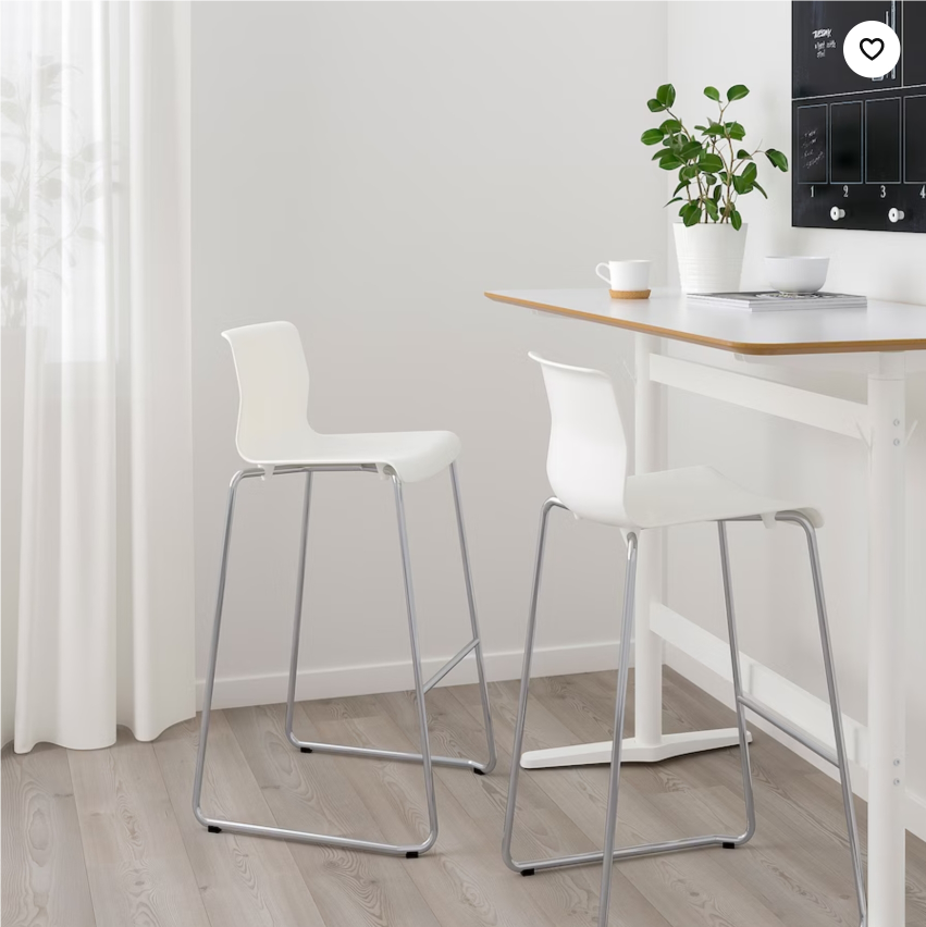 2x white bar stools, ikea GLENN image indicator(5)