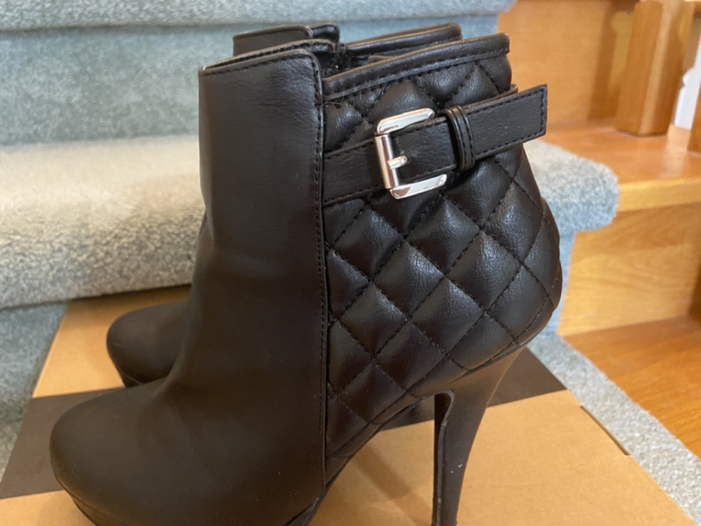 Le Chateau Black Faux Leather Heel Boots image indicator(6)