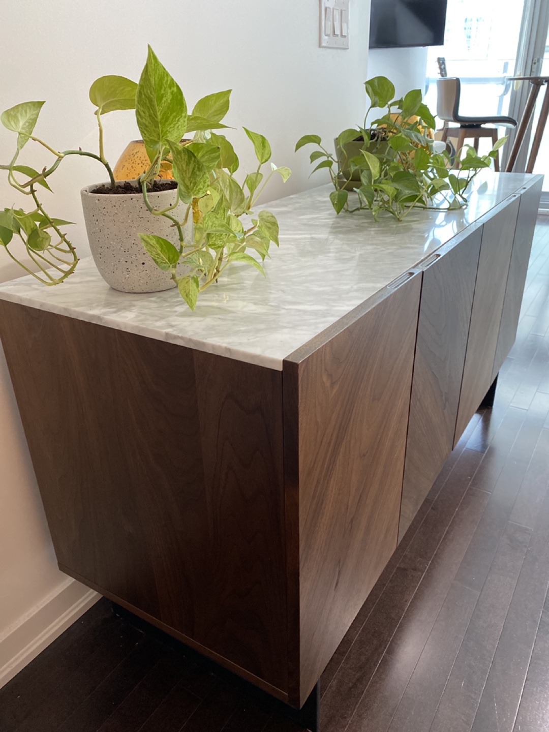 CB2 marble/walnut wood media console - photo 4
