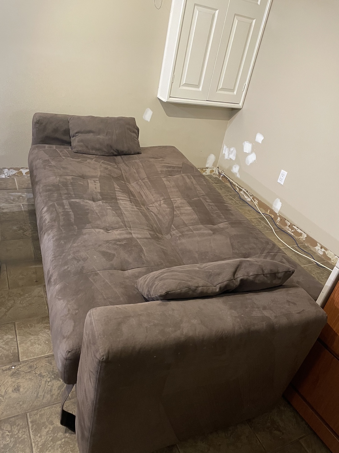 Faux Suede Futon/Sofa with storage image indicator(4)