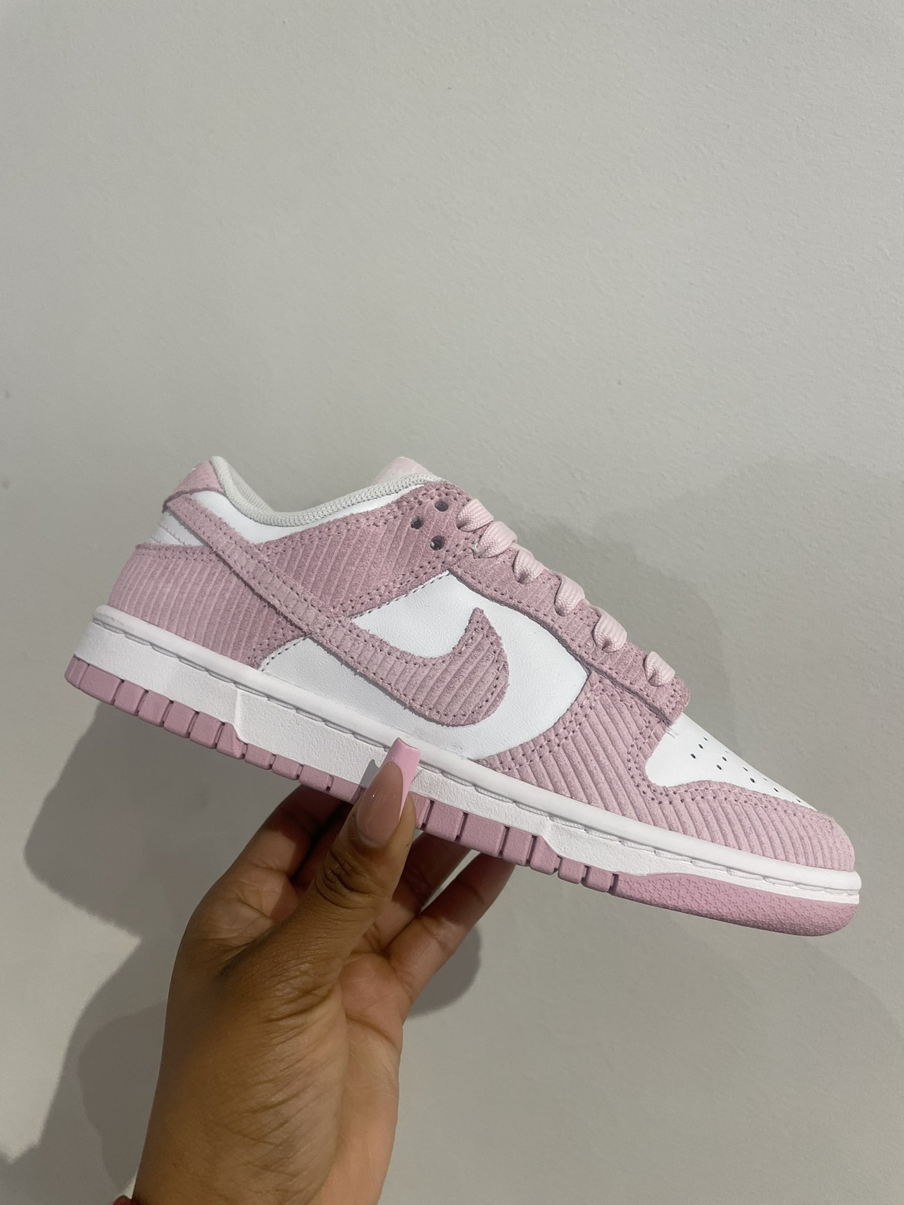 Nike dunk low Pink Corduroy size 7w, 7.5w and 8w