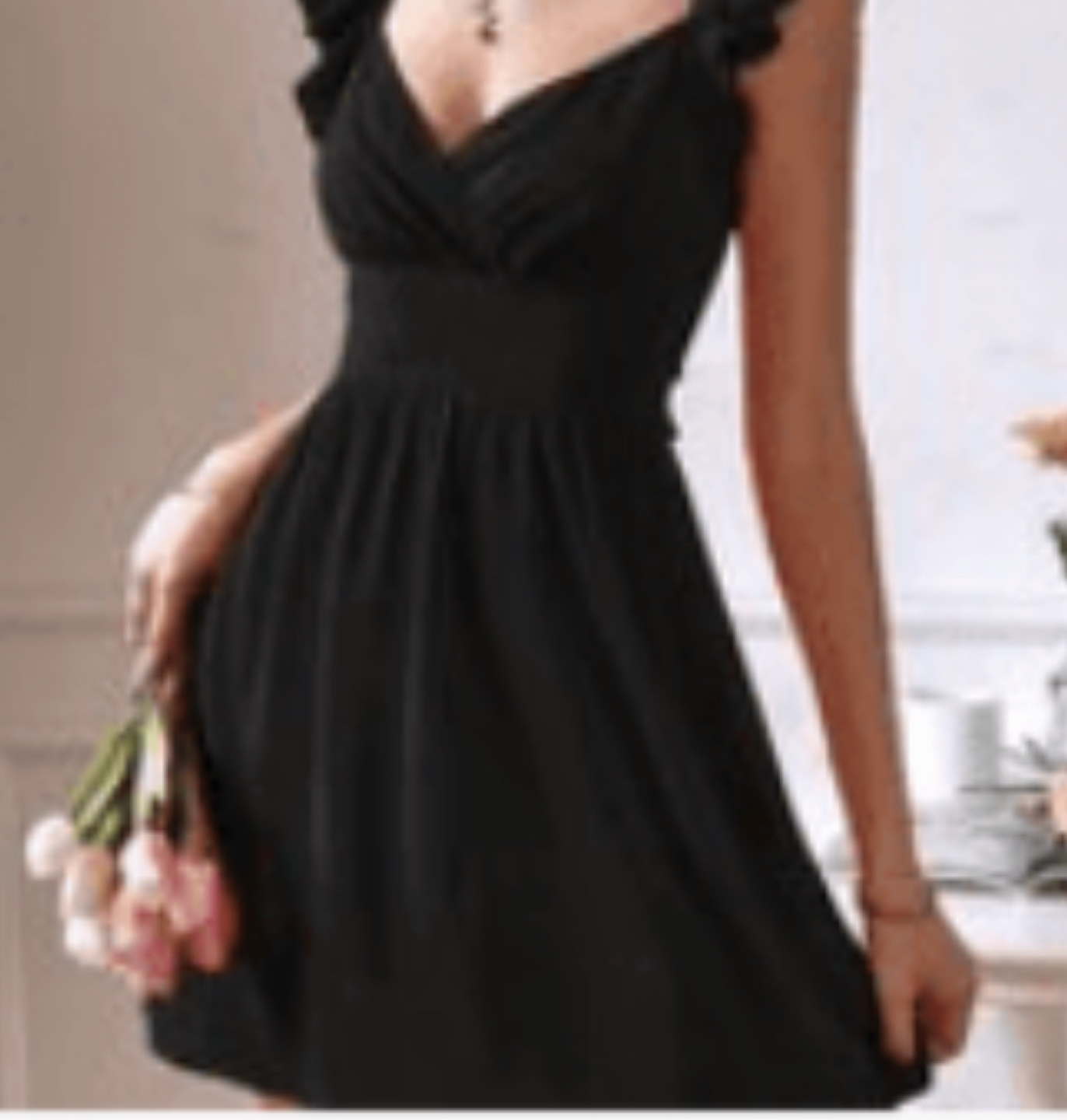 Ruffle Trim Surplice Neck Dress