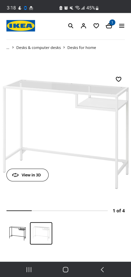 ikea glass desk, white