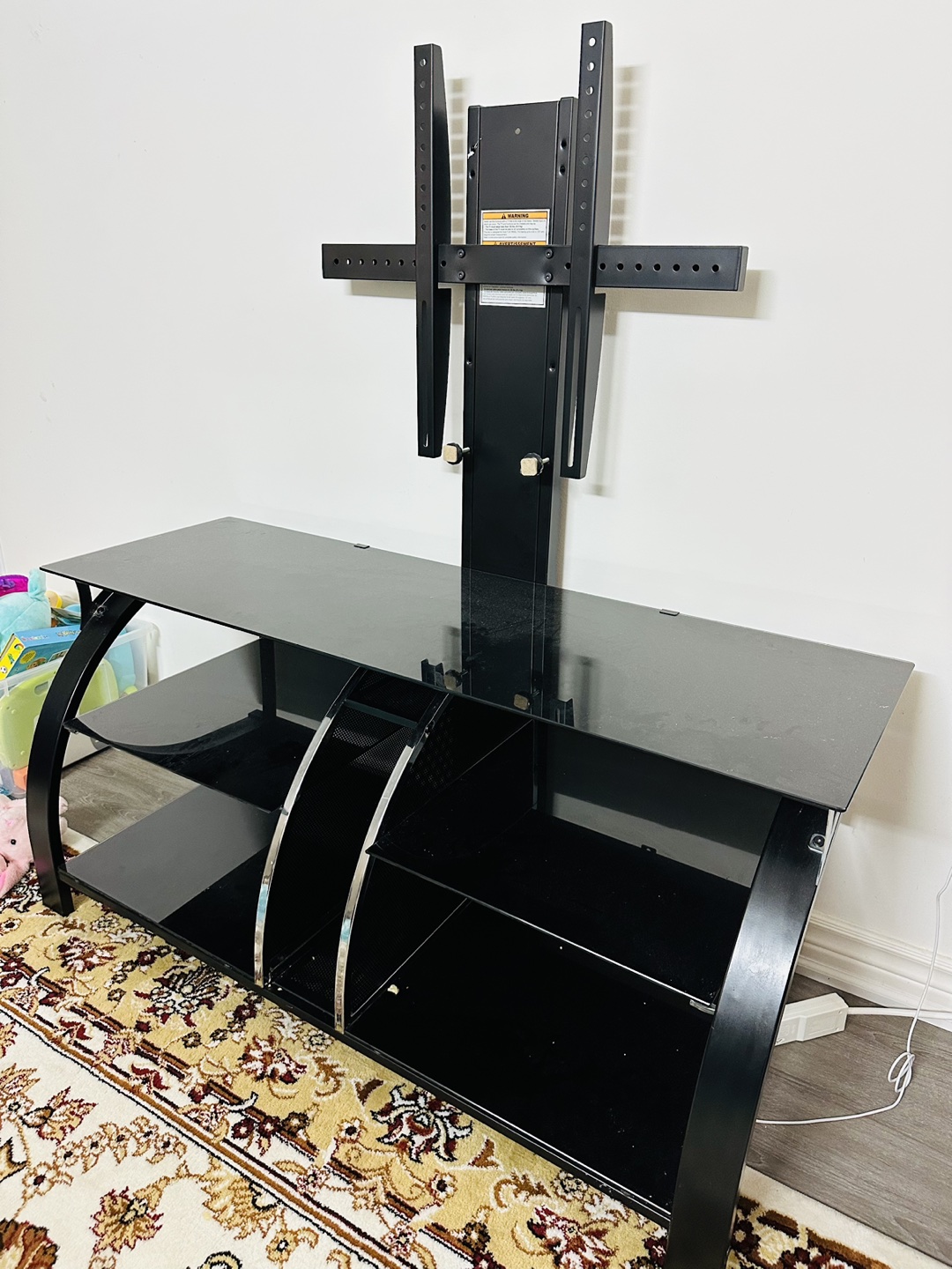 Glass TV stand with mount - Black - photo 2