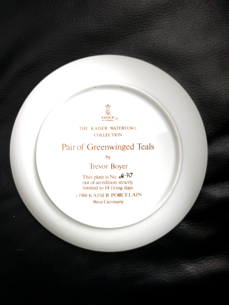 Vintage Plate Pair of Greenwing Teals Kaiser Porcelain image indicator(2)