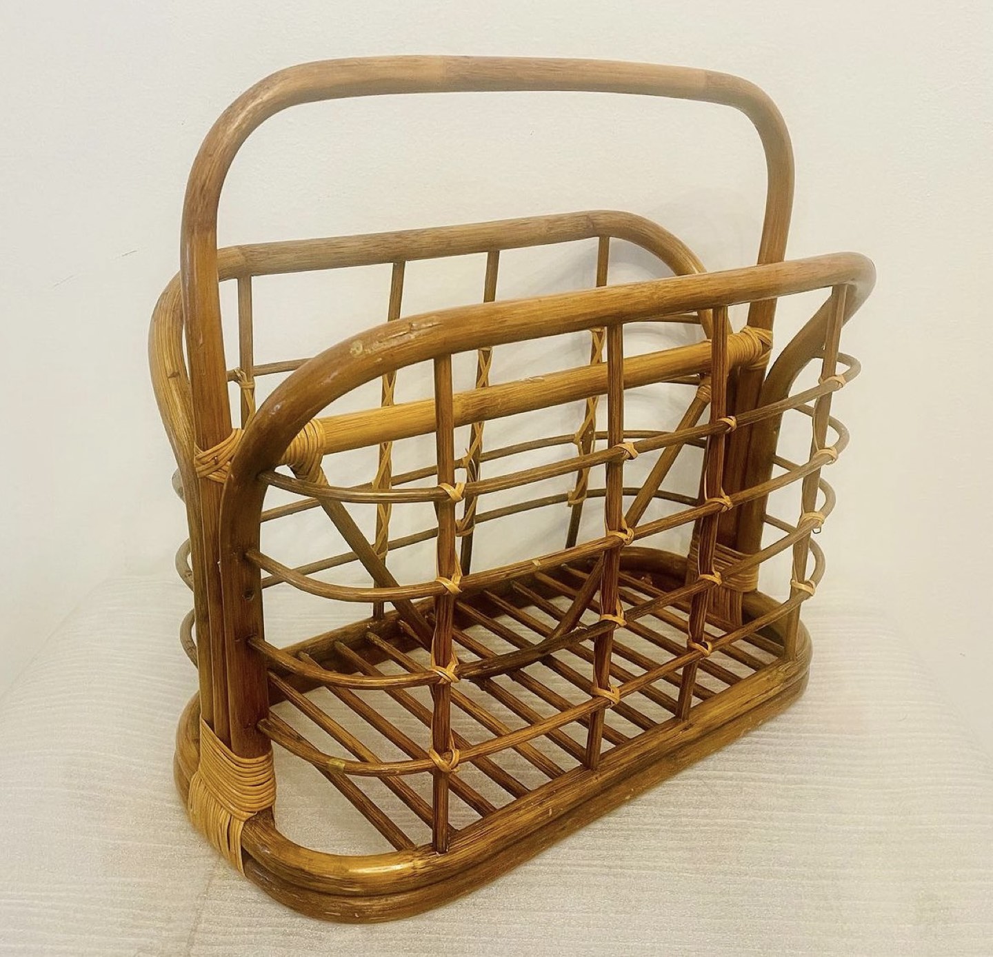 Vintage Mid-Century Modern Bamboo/Rattan Magazine Holder - photo 2