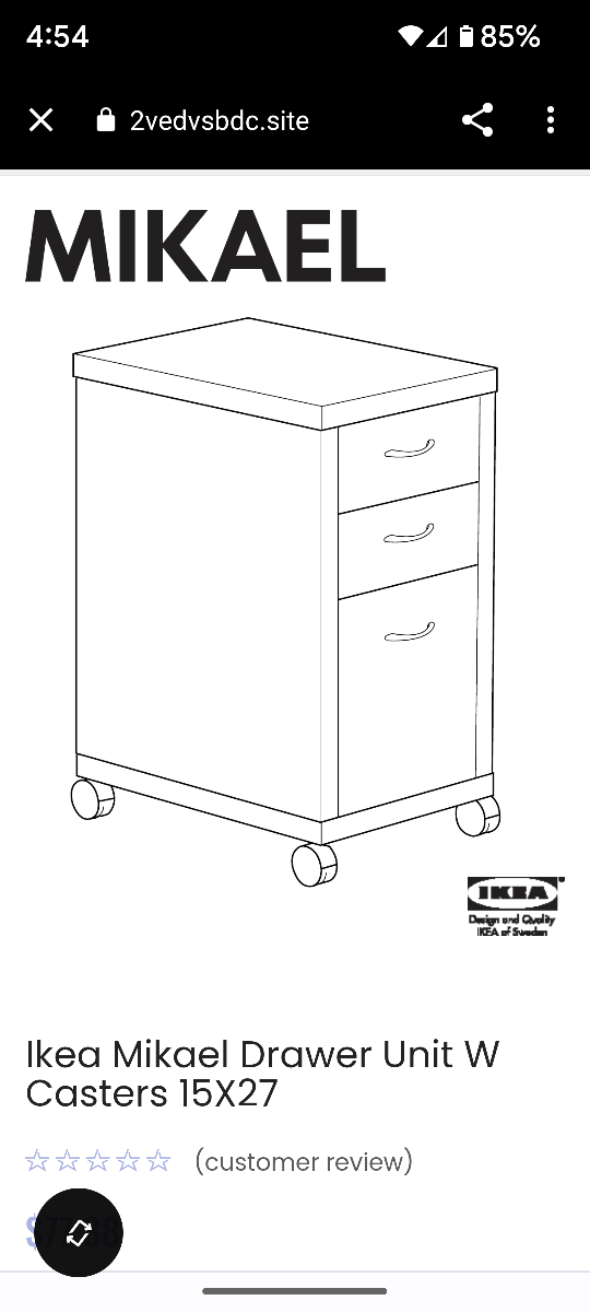 Ikea 3 drawer cabinet on castors  - photo 4