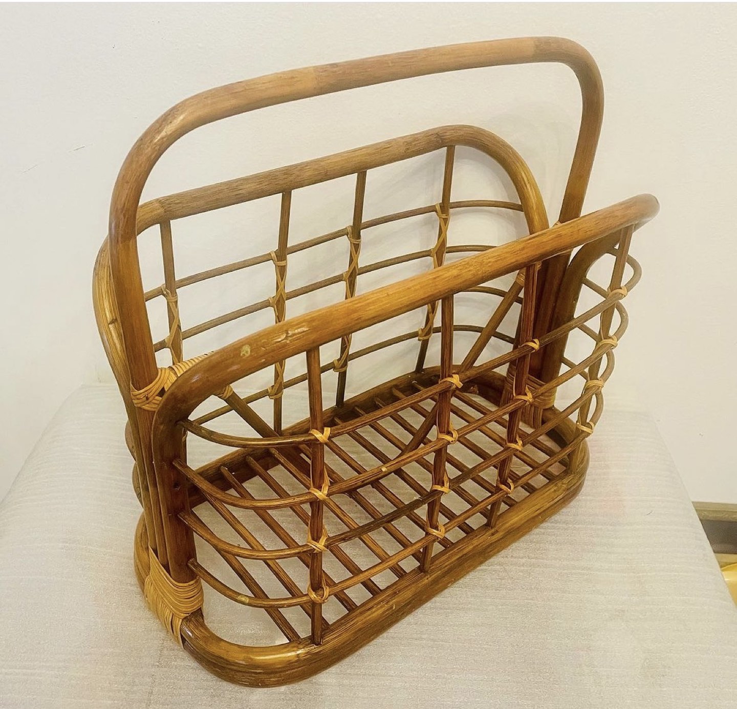 Vintage Mid-Century Modern Bamboo/Rattan Magazine Holder - photo 3