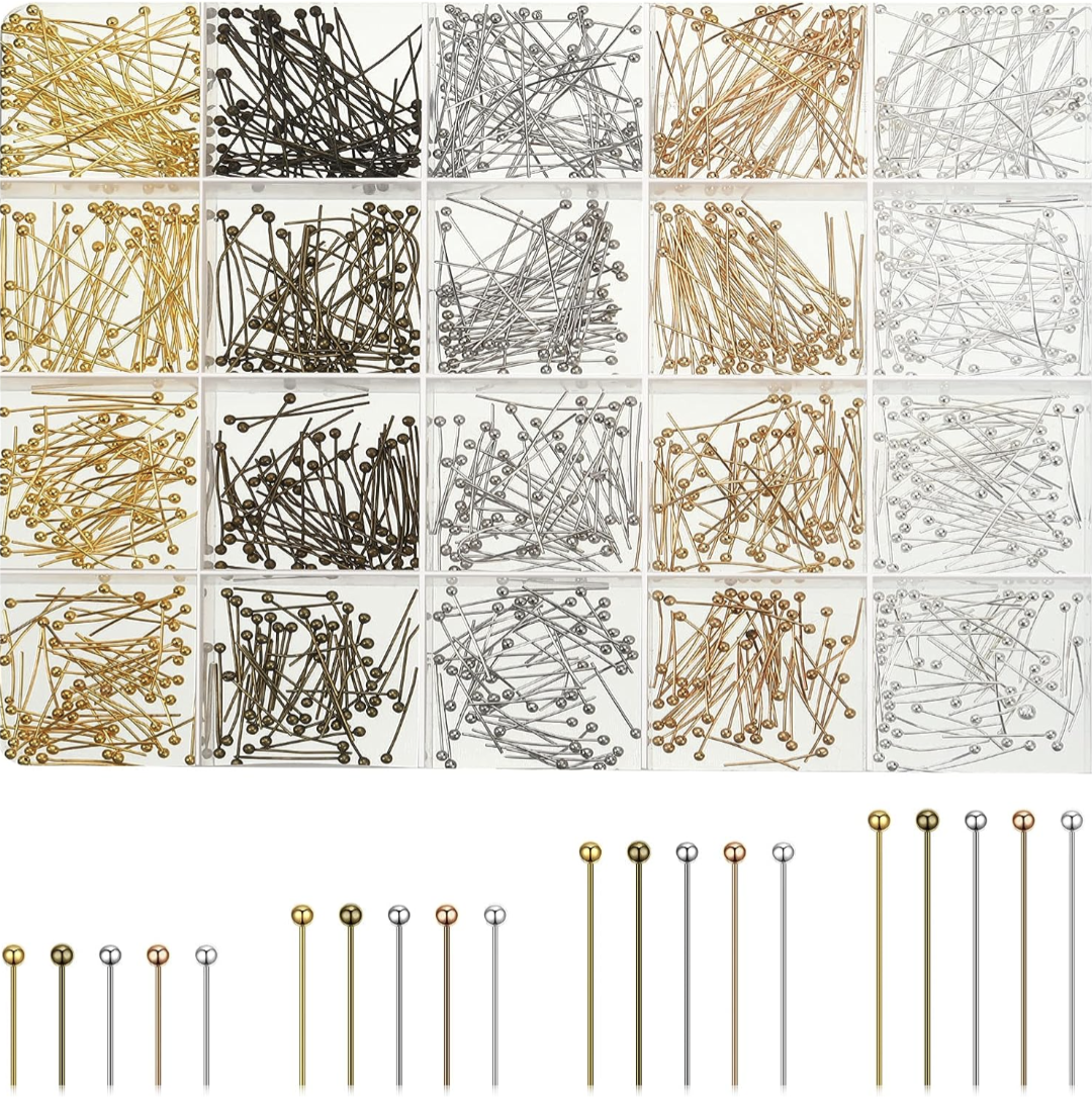 1000 Pieces Head Pins for Jewelry Making thumbnail