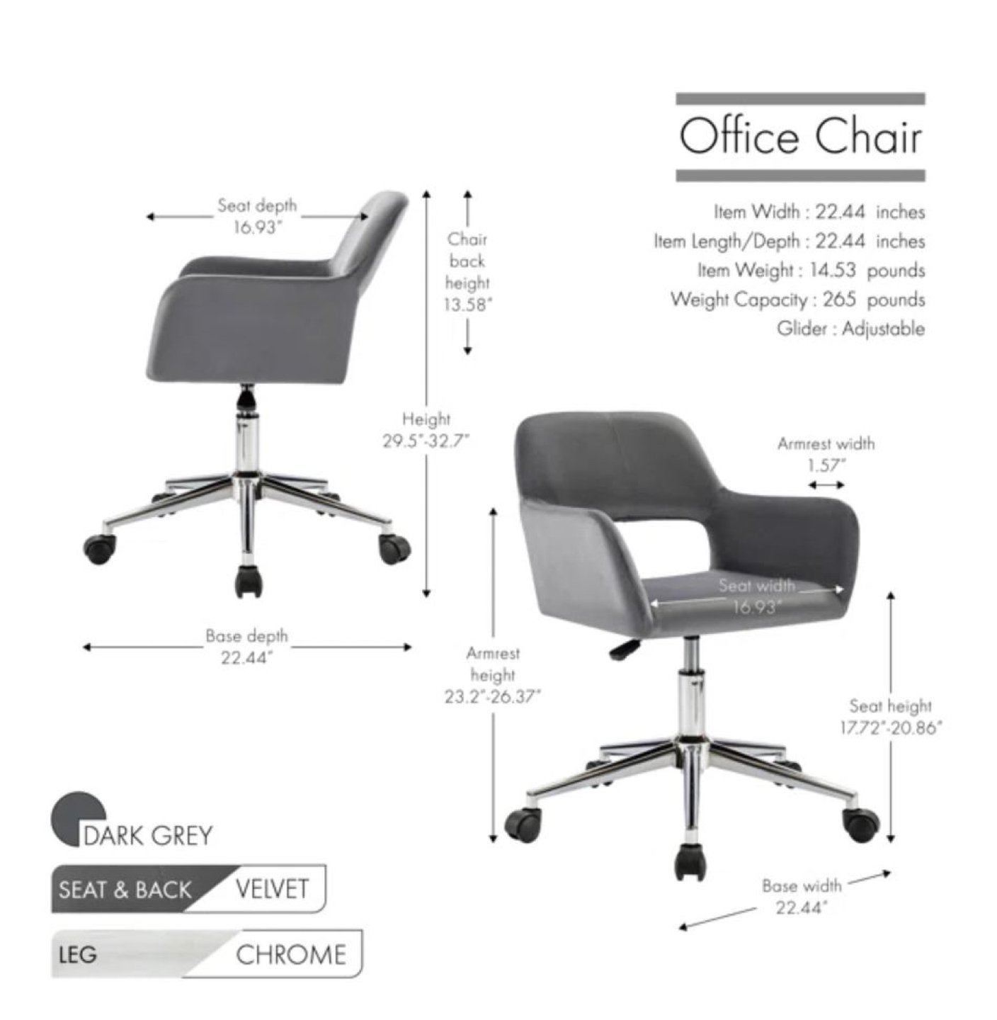 Two Stylish Blue Office Chairs image indicator(8)