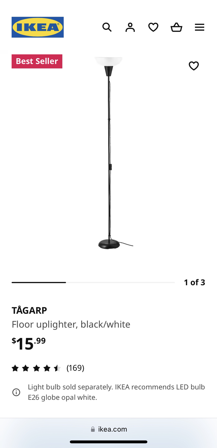 Ikea floor lamp + 5 light bulbs thumbnail