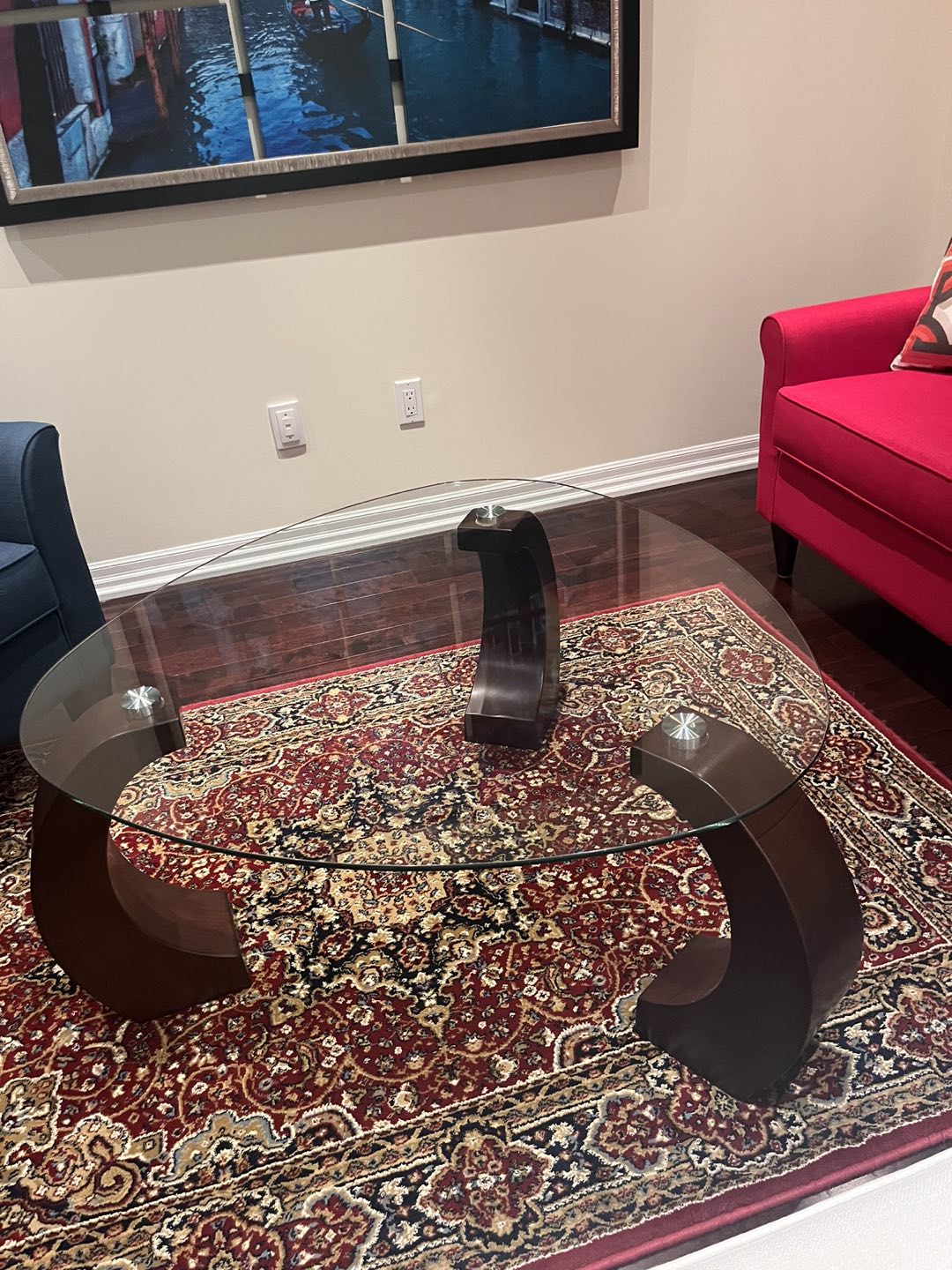 Large Coffee Table (Glass/Wood) - photo 2
