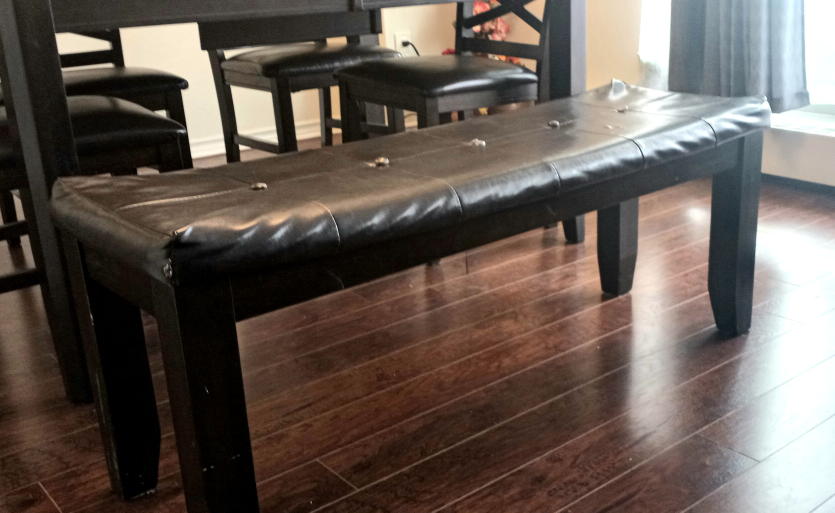 Solid wooden bench.  
