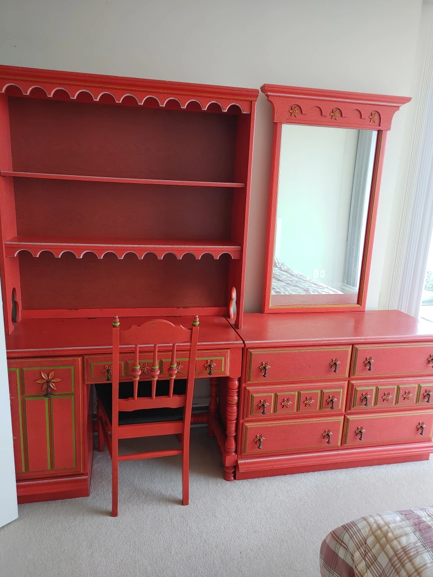 antique dresser+desk set