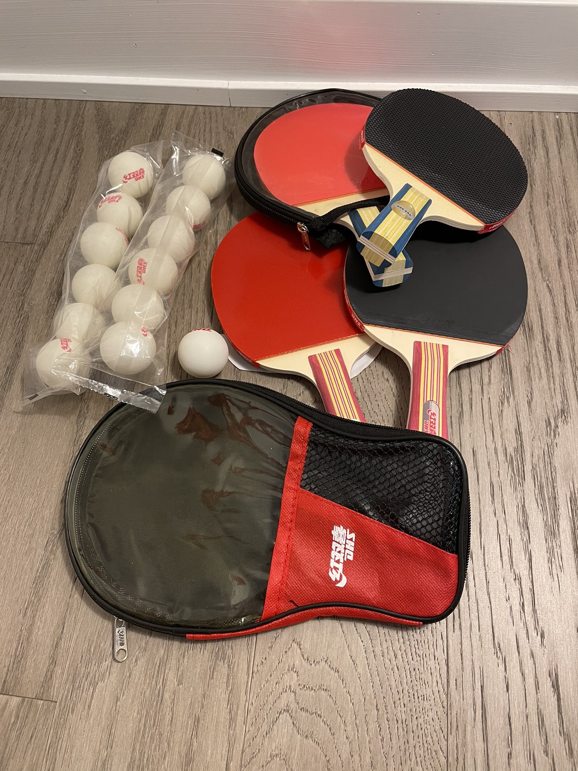 Ping pong racket, case, and balls image indicator(3)