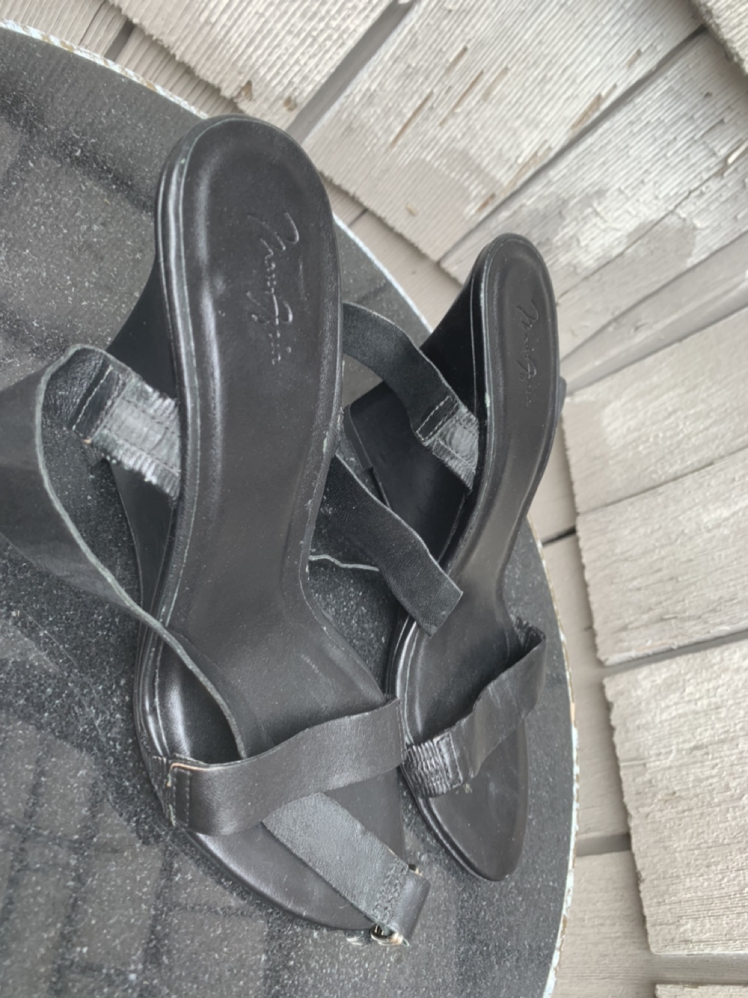 BCBG max azria  wedge, open toe heels, worn once vintage image indicator(7)