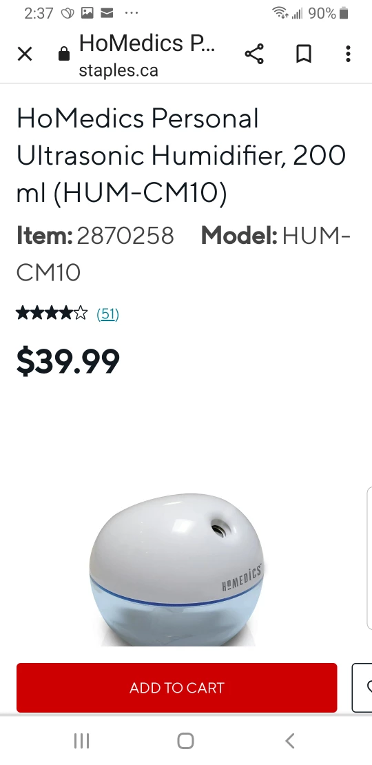 HO-MEDICS Portable Personal Humidifier, HUM-CM10, Ultrasonic image indicator(5)