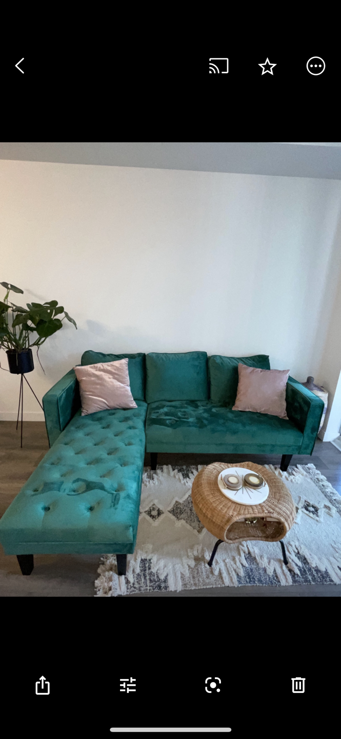 Structube Sectional Green Velvet Sofa