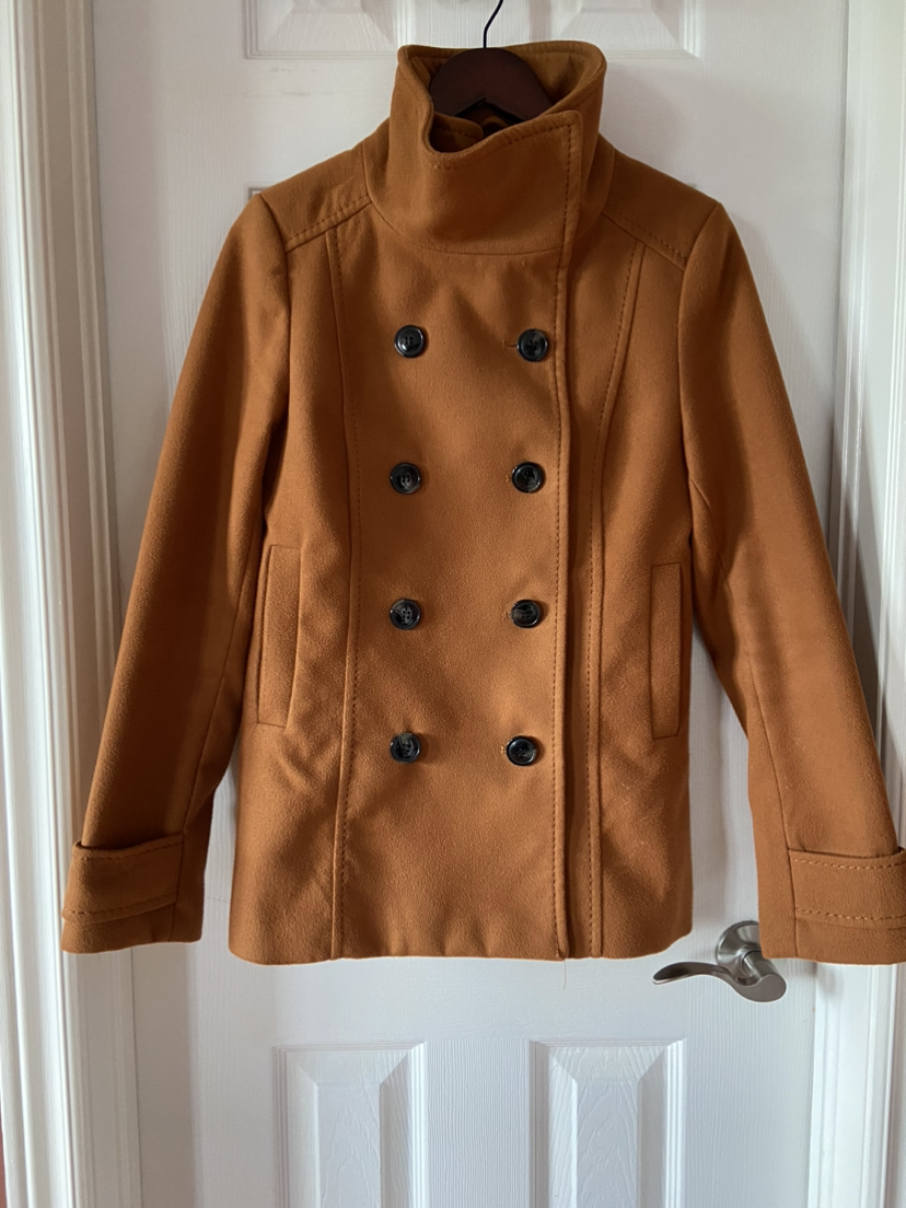 H&M Pea Coat Fall Winter Caramel/Tan Sz 6