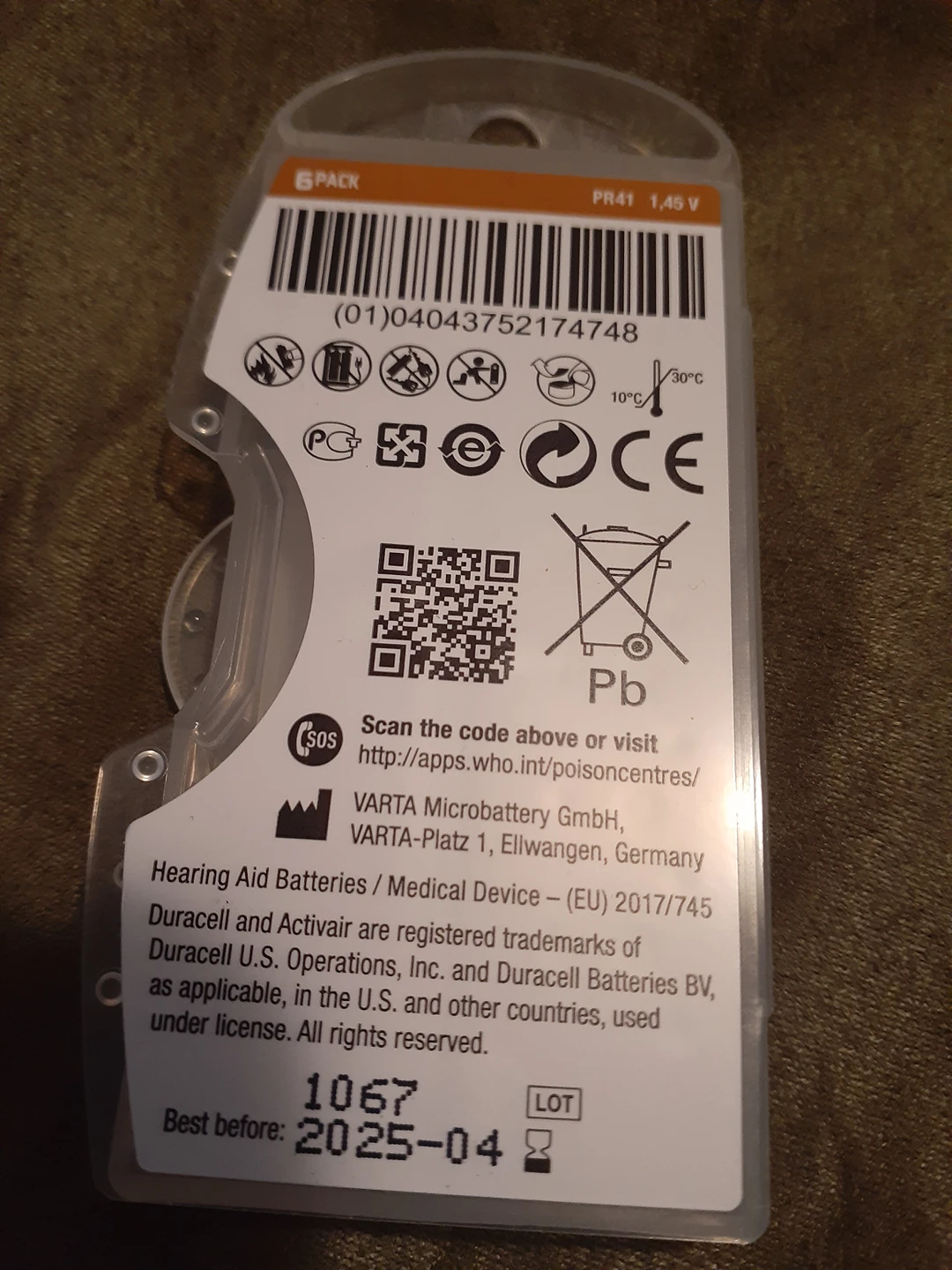 Duracell 6 pcs Hearing Aid Batteries 312 - photo 2