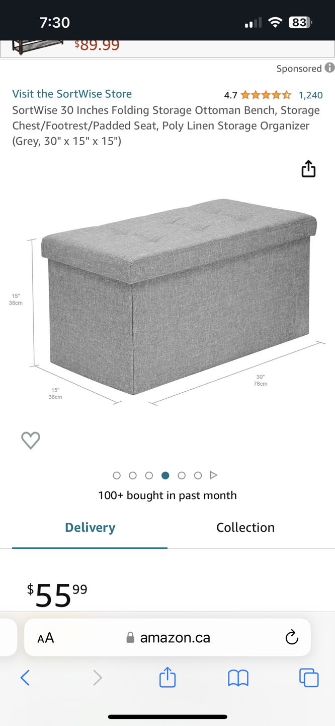 Folding storage ottoman - photo 3