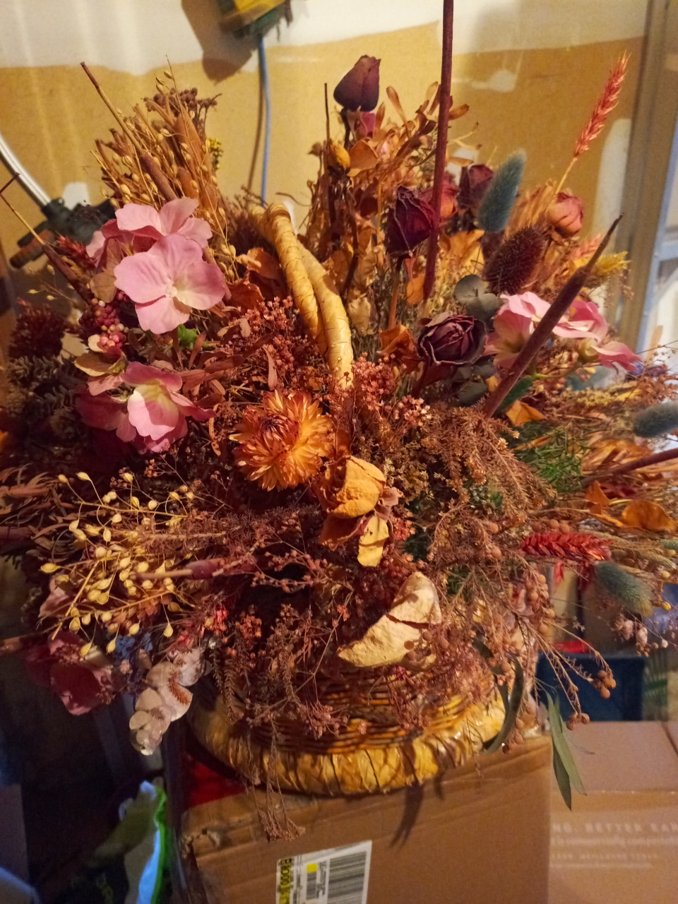 Dried Flower Basket Centrepiece