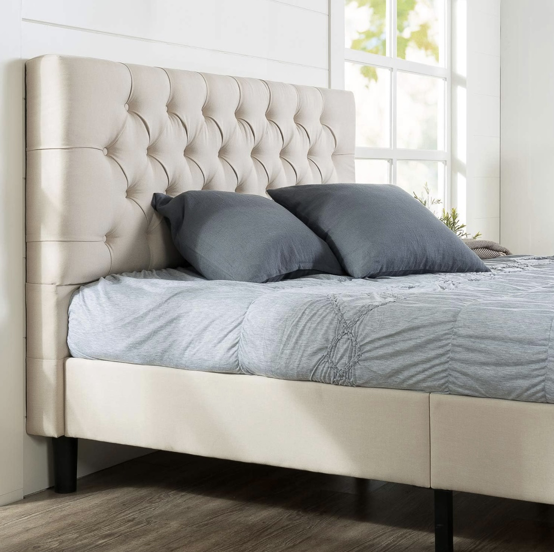 Queen) ZINUS Misty Upholstered Platform Bed Frame