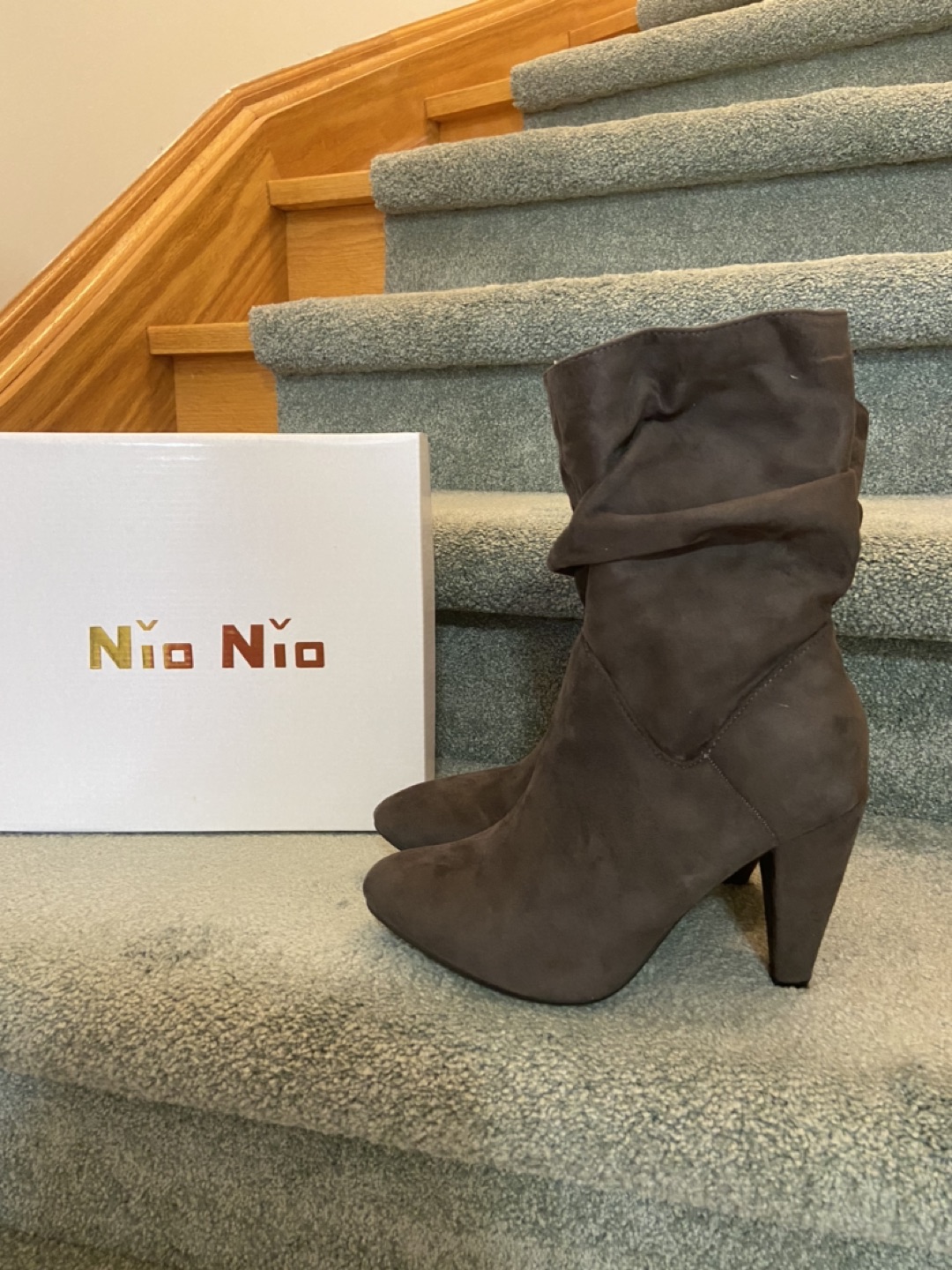 Nio Nio Dark Grey Faux Suede Heel Boots NEW image indicator(3)