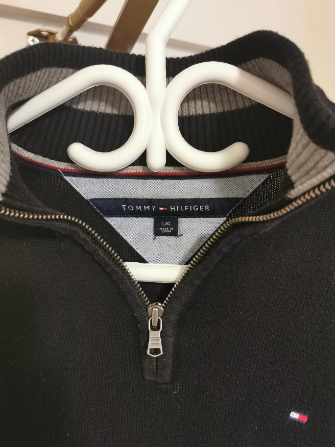 Black Tommy Hilfiger Collared Zip up Sweater image indicator(2)