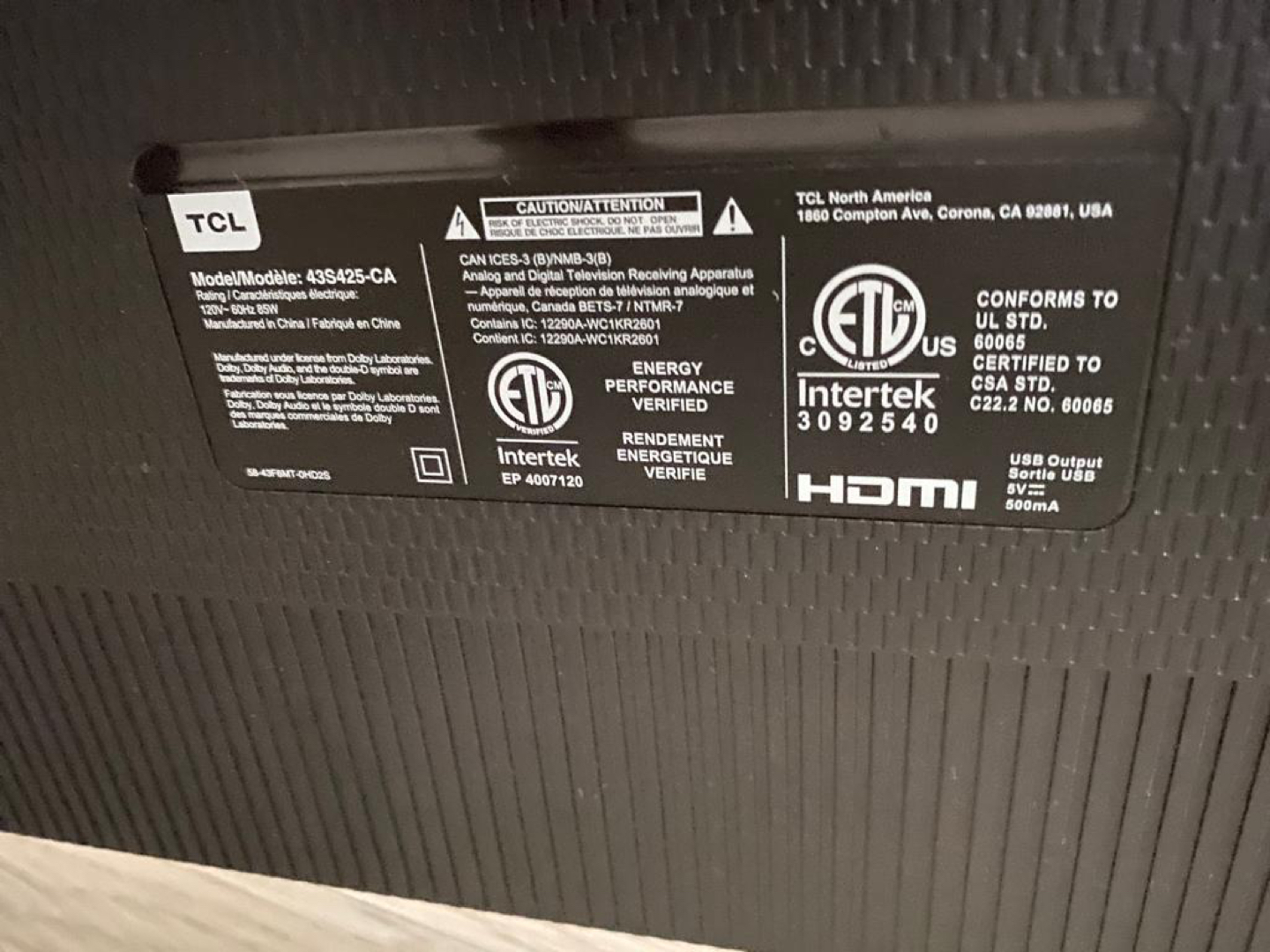 43” TCL ROKU TV for sale. Note: Tv is flickering. - photo 3