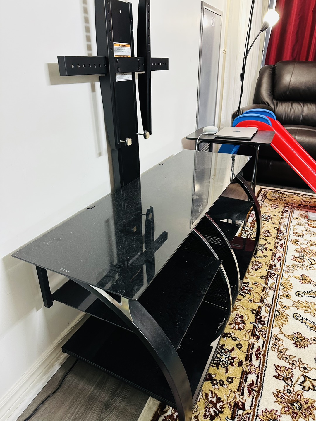 Glass TV stand with mount - Black - photo 3