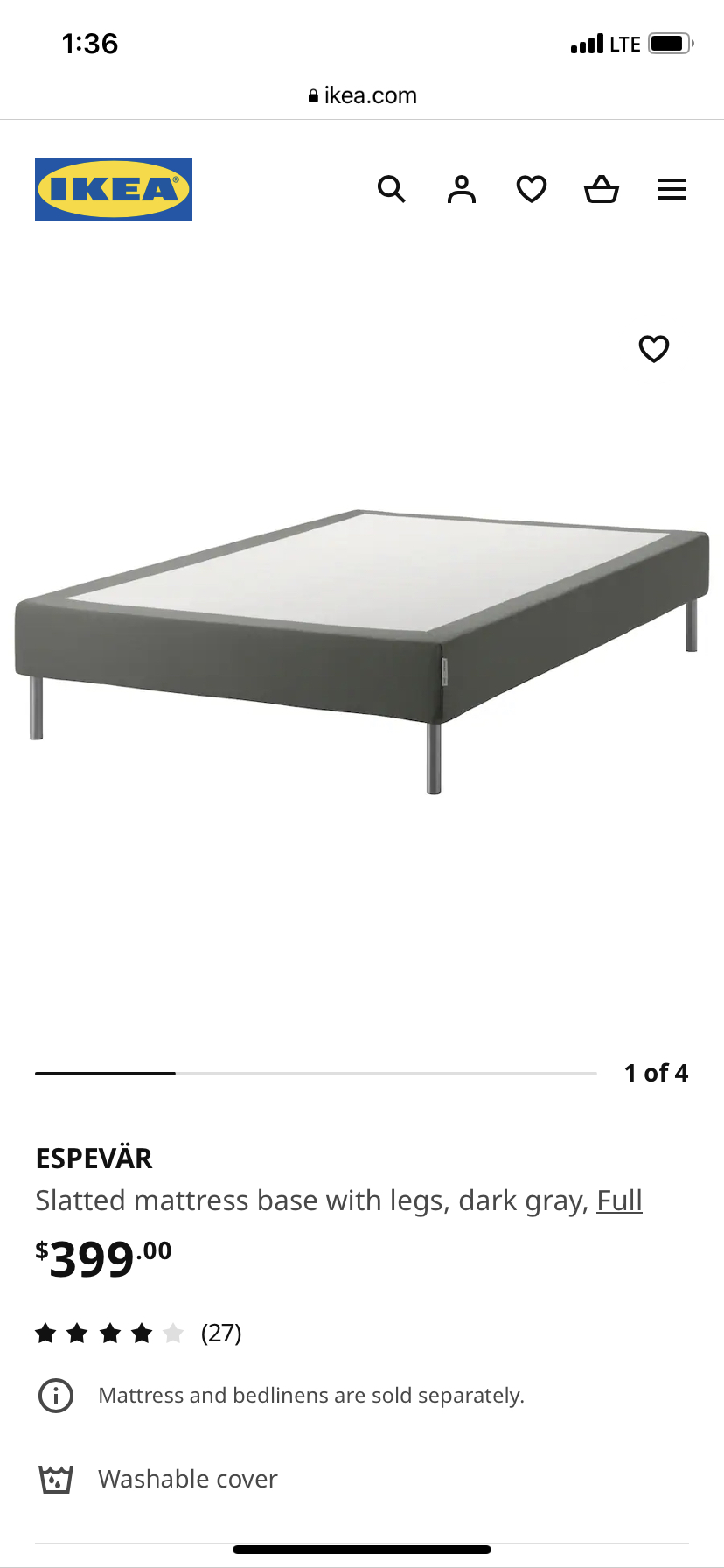 IKEA Espevar full size bed frame thumbnail