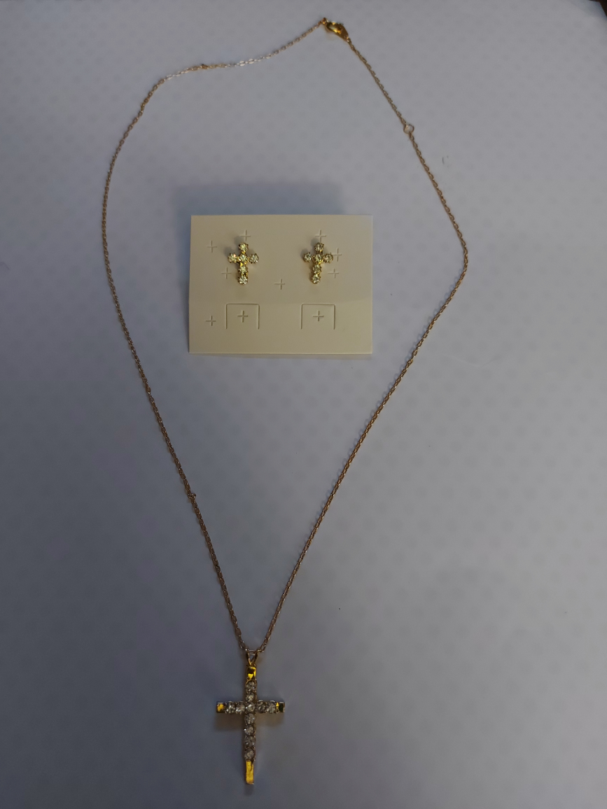 Cross Necklace and Stud Earring Set - photo 2