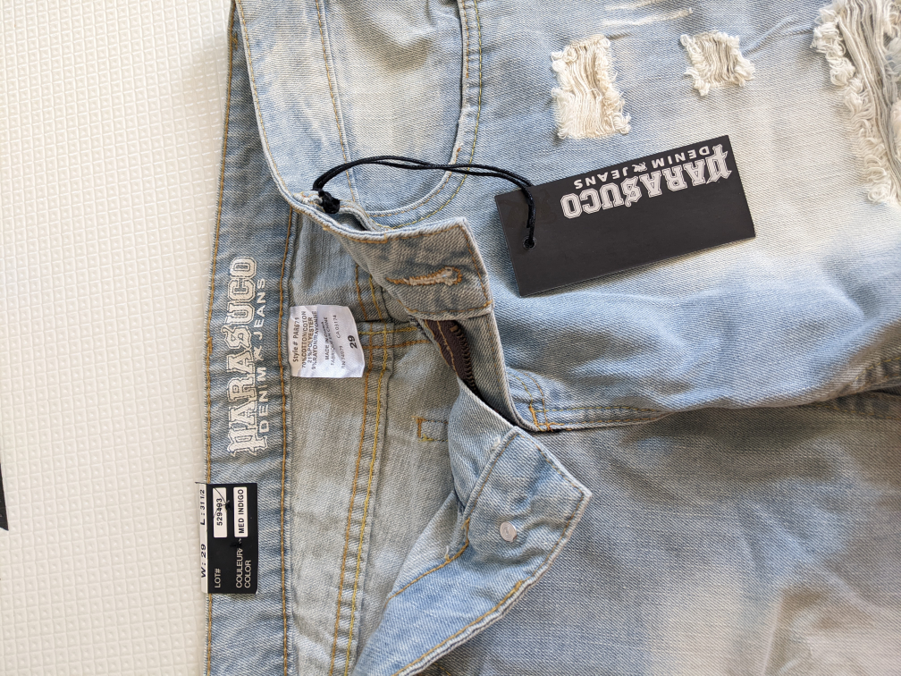 Brand New Parasuco Shredded Denim Straight Leg Jeans image indicator(2)