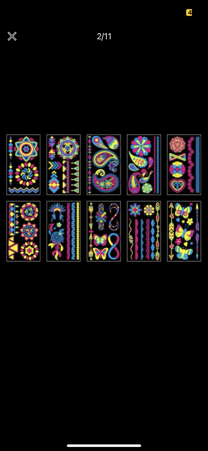 Glow in the dark temp tattoos - 10 sheets image indicator(2)