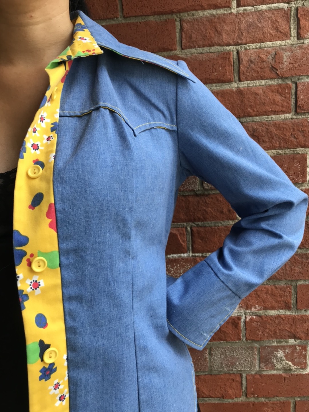 Vintage denim button down oversized S-M image indicator(4)