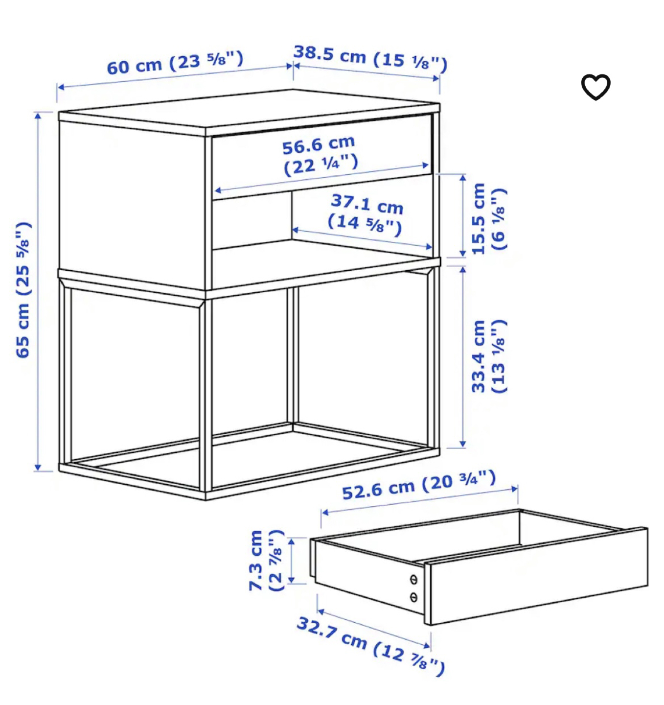 Nightstand / Bedside Table / Black - photo 3