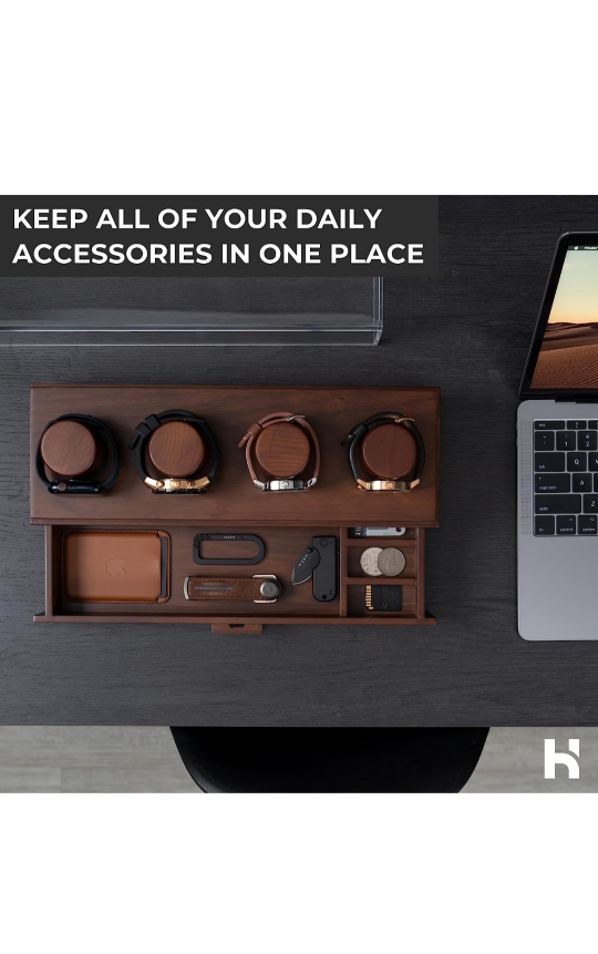 Holme & Hadfield - Walnut Watch display Holder - new in box image indicator(4)