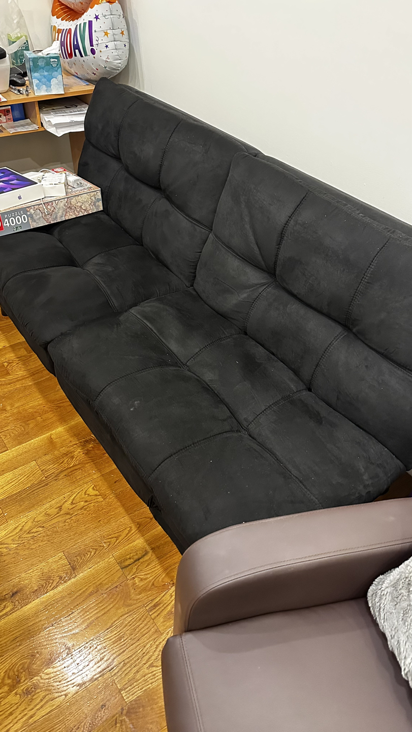 Mainstays Memory Foam Futon, Black Faux Suede Fabric