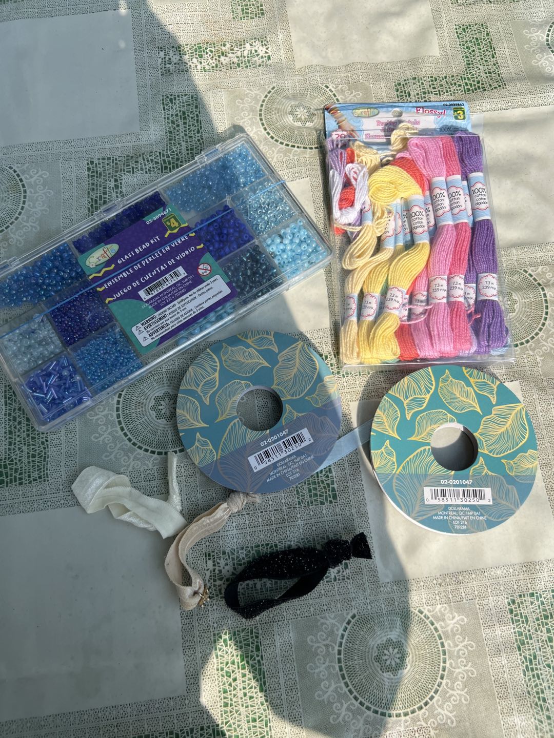 beads, embroidery thread, ribbon, hairties thumbnail