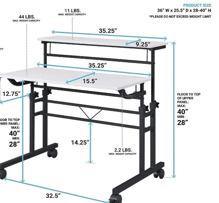 Desk, adjustable height, white - photo 3