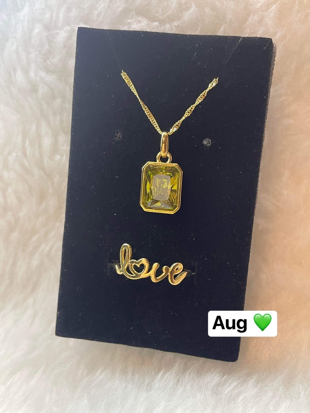 18K Gold necklace with Aug birthstone thumbnail