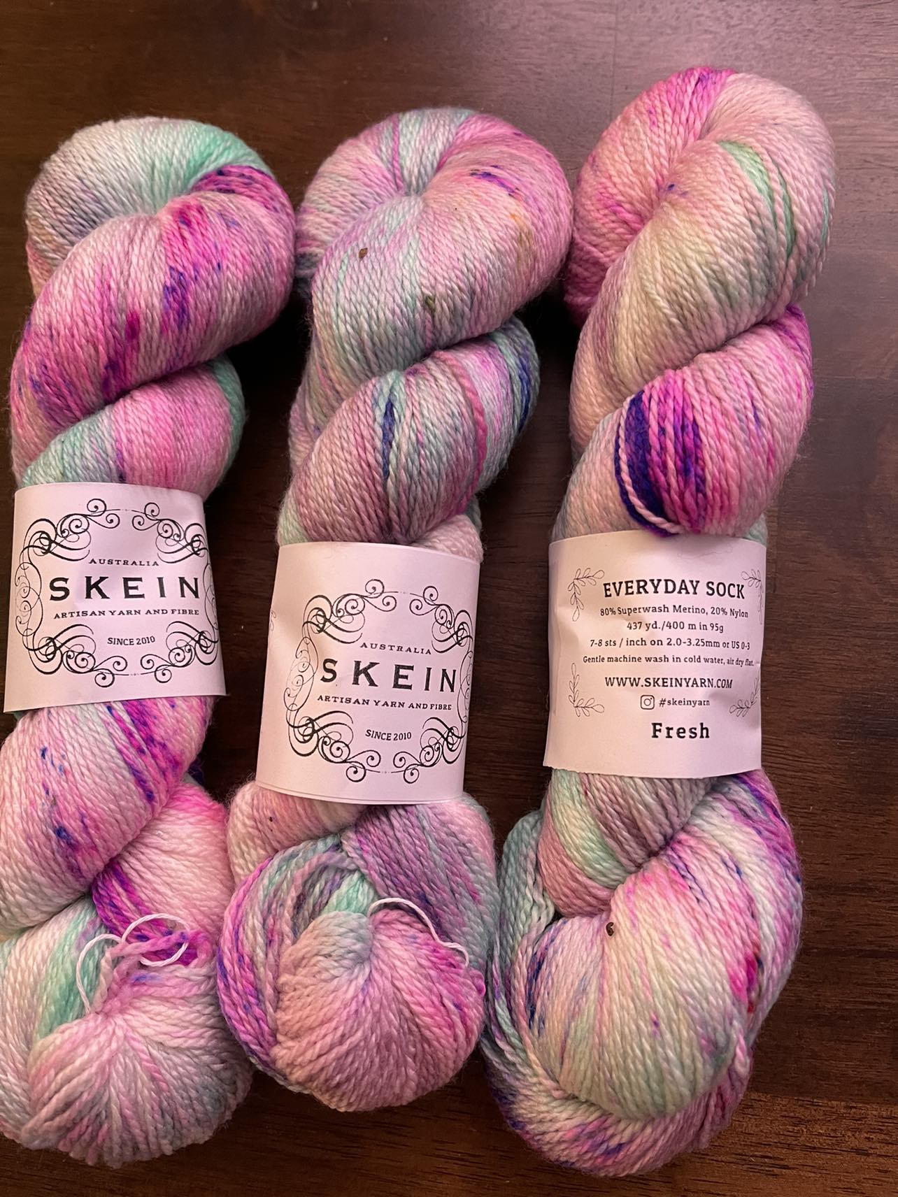 3 units of SKEIN sock yarn