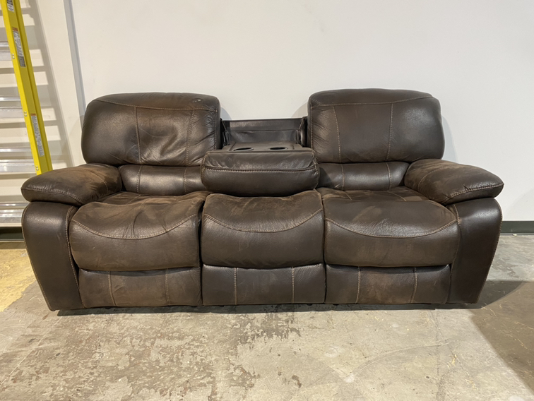 Reclining leather sectional - photo 2