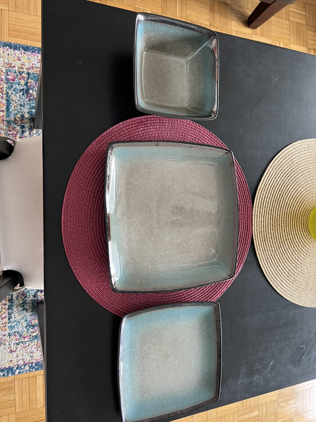 9-piece Dinnerware gray-blue/Black
